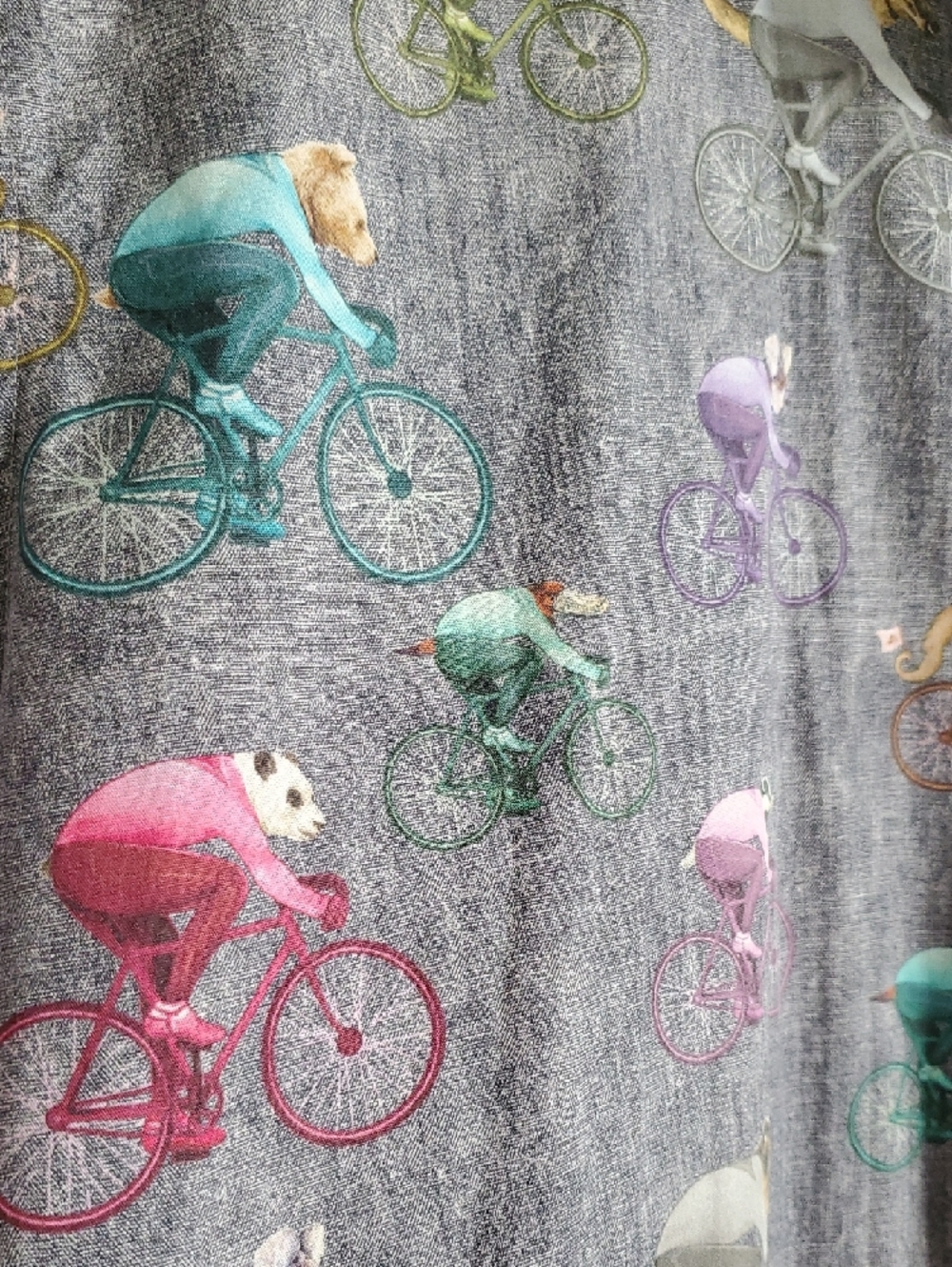 Jared Lang Animals On Bicycles Short Sleeve Button Down